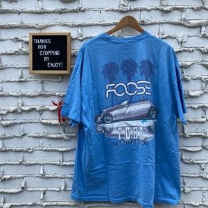Vintage FOOSE Hotrod Auto Customs Shop Cali Shirt Light Blue